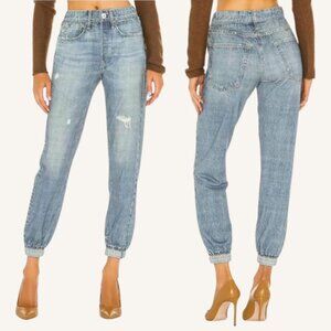 Rag & Bone Miramar Jogger XS Denim Print Terry Sweatpants Faux Jean Pull-On